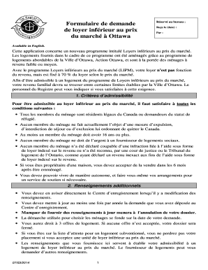 Formulaire de demande de loyer inférieur au prix du marché