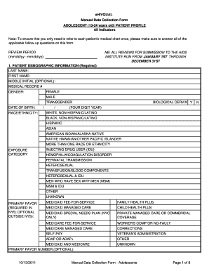 Adolescent HIV Patient Profile Form
