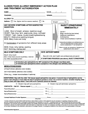 Illinois Food Allergy Emergency Action Plan