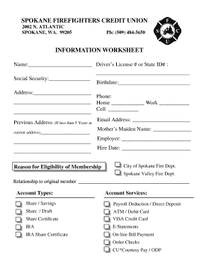 Spokane Firefighters Credit Union Membership Application
