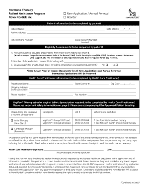 Hormone Therapy Patient Assistance Program Application