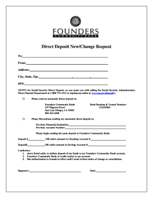 Direct Deposit New/Change Request