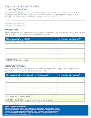 Fillable Online nemours Physical ActivityPhysical Education Scheduling ...