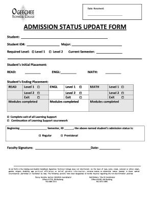 Admission Status Update Form
