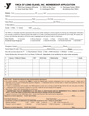 YMCA Membership Application
