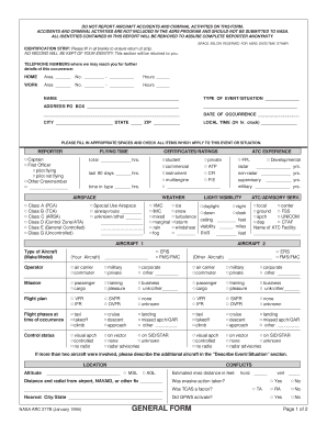 NASA Aviation Safety Reporting Form
