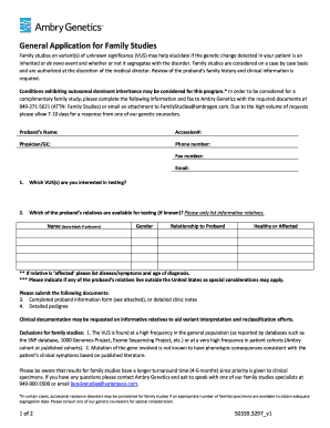 Family Studies Application Form
