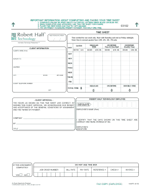 Robert Half Time Sheet
