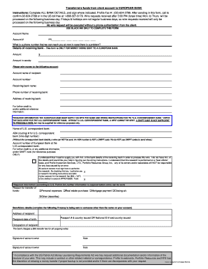 Transfer Request Form to European Bank