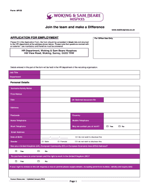 UK Employment Application Form