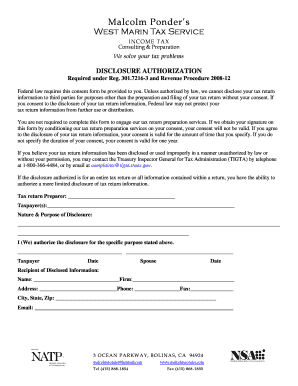 Tax Disclosure Authorization Form