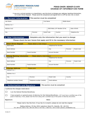 Pensioner/Beneficiary Change of Information Form