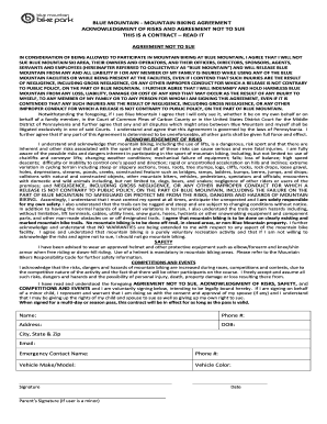 Blue Mountain Mountain Biking Agreement