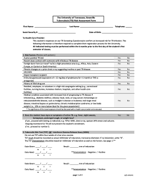 Tuberculosis Risk Assessment Form