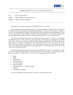 Comprehensive Fitness Assessment Form
