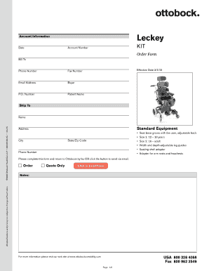 Leckey Seating Unit Order Form