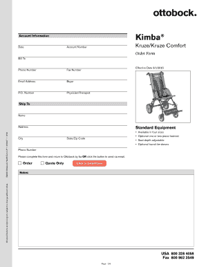 Kimba Kruze Pediatric Wheelchair Order Form