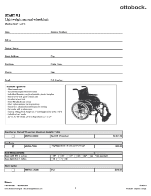 Start M5 Wheelchair Order Form
