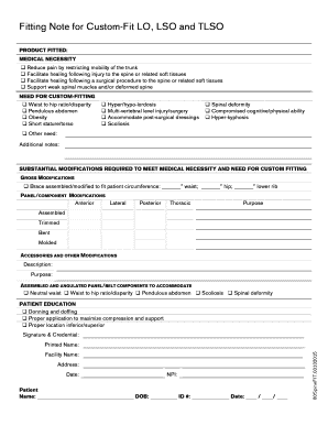 Custom-Fit Orthopedic Brace Fitting Note