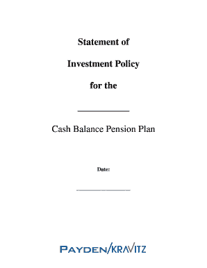 Cash Balance Pension Plan Investment Policy Statement
