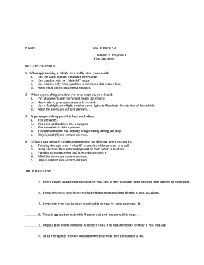 Police Training Test Questions