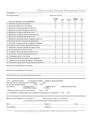 3-Day Course Evaluation Form