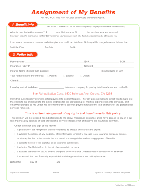 Assignment of Insurance Benefits Form