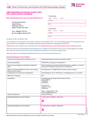 EMPFANGSBESTÄTIGUNG DURCH DEN EINLEGER