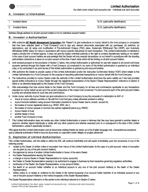 Limited Authorization for Mutual Fund Accounts