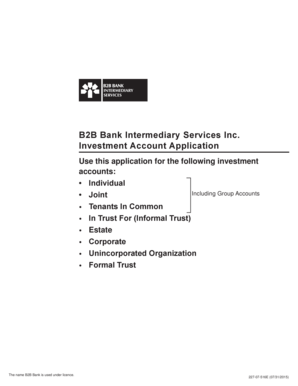 B2B Bank Investment Account Application