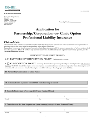 Professional Liability Insurance Application