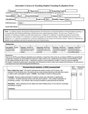 Field Experience Evaluation Form