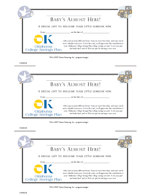 Baby's Almost Here College Savings Gift Certificate