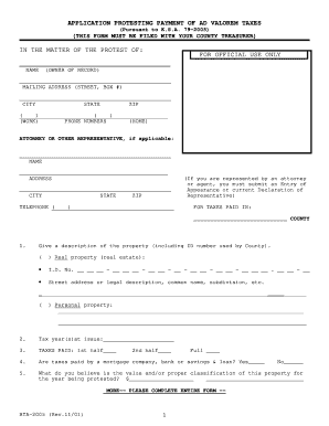 Kansas Ad Valorem Tax Protest Form