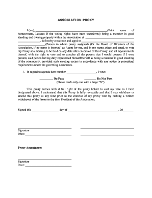 Homeowners Association Proxy Form