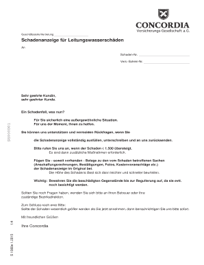 Schadenanzeige für Leitungswasserschäden