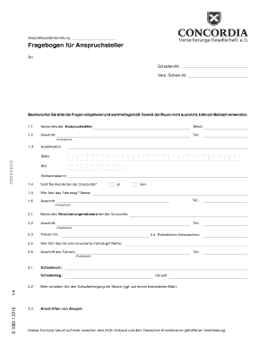 Fragebogen für Anspruchsteller