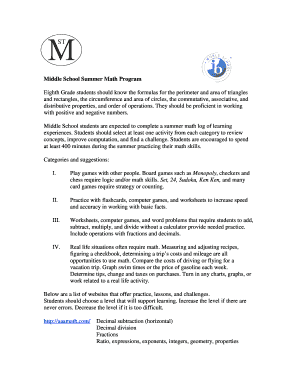 Middle School Summer Math Program