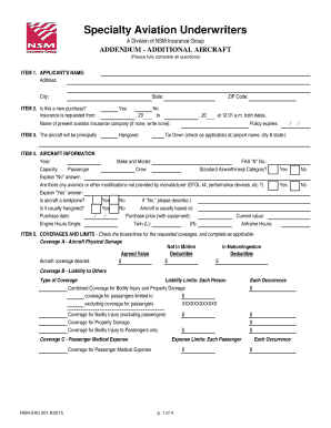 Aviation Insurance Application Form