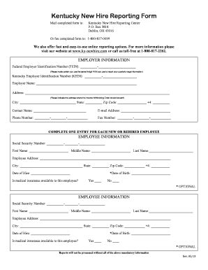 Kentucky New Hire Reporting Form