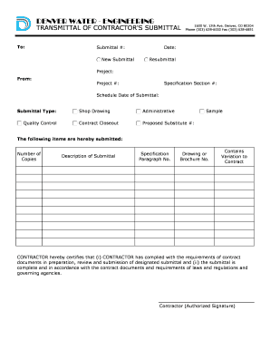 Contractor Submittal Form