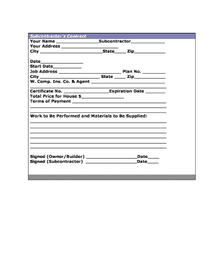 Subcontractor's Contract