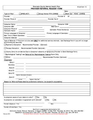 Riverside County Mental Health Provider Referral Request Form