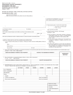 California Apartment House Property Statement