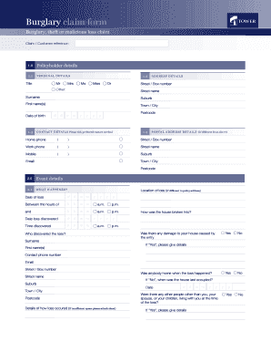 Burglary Claim Form