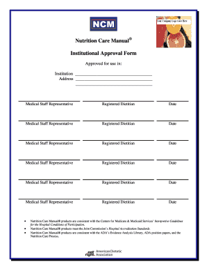Nutrition Care Manual Institutional Approval Form