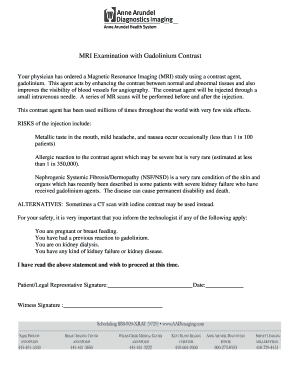MRI Examination with Gadolinium Contrast Consent Form
