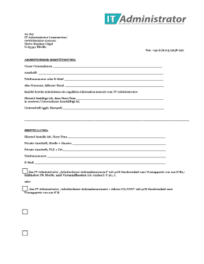 IT-Administrator Arbeitnehmer-Jahresabonnement Bestellformular