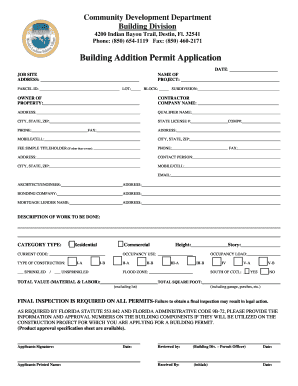 Florida Building Addition Permit Application