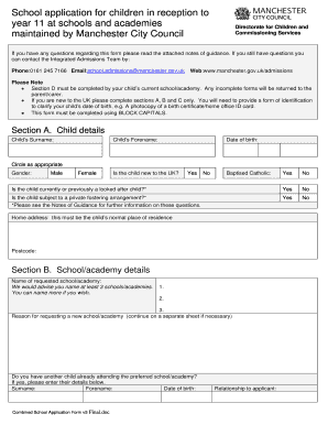Manchester School Application Form